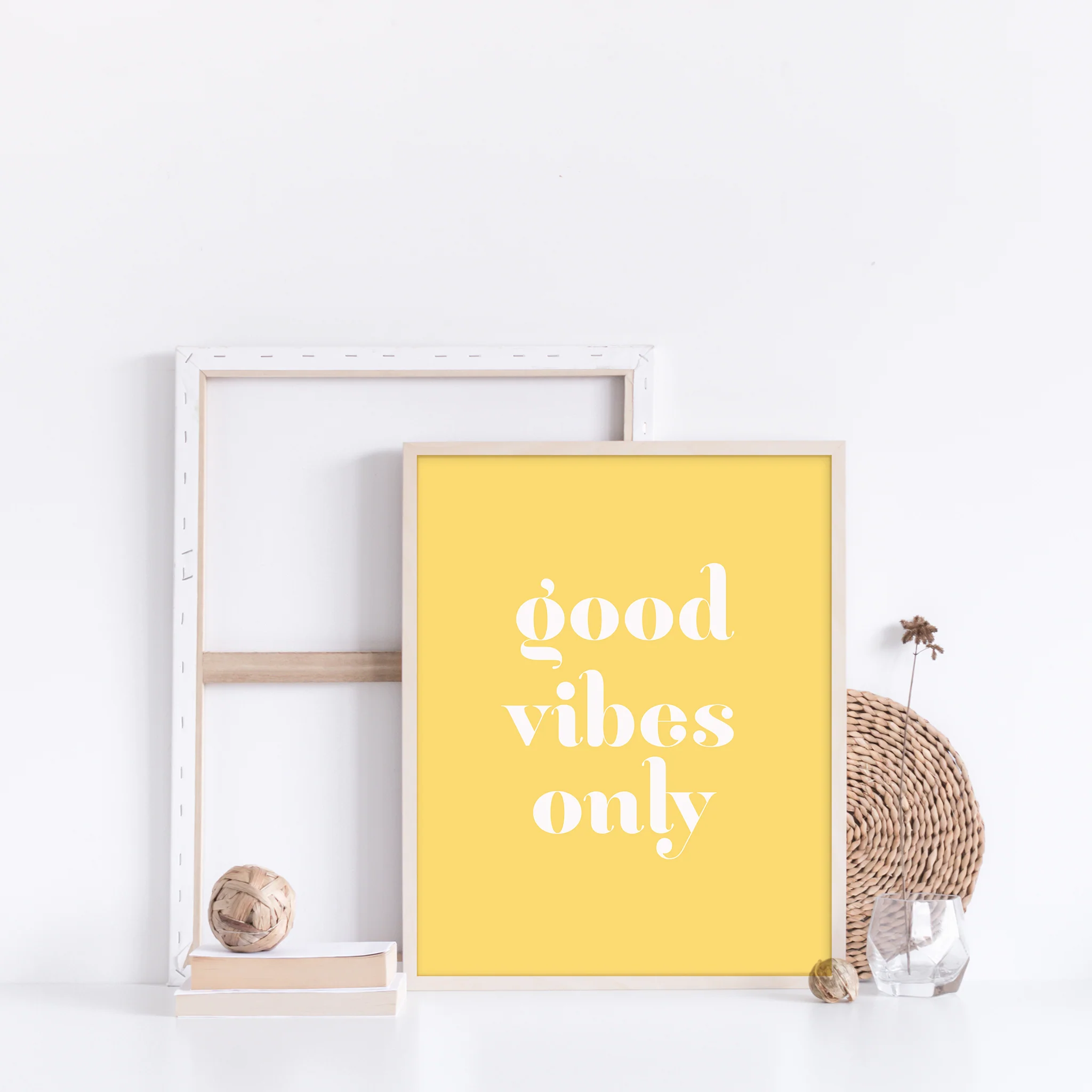 "Good Vibes Only," Wall Art Print in Yellow - Image 3