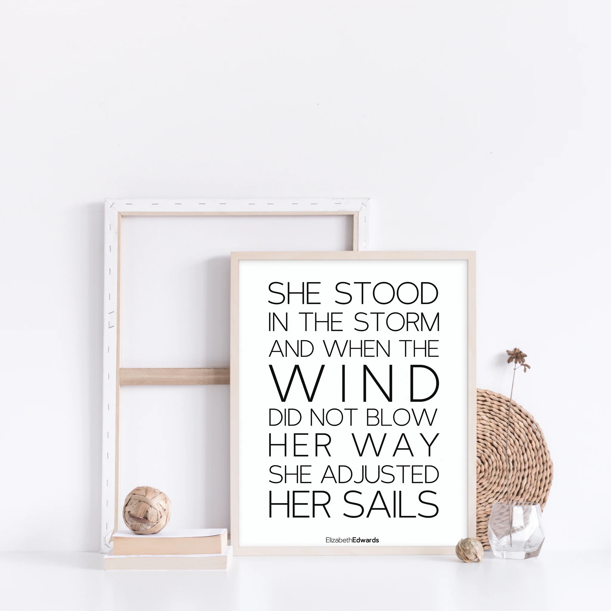 "She stood in the storm and when the wind did not blow her way, she adjusted her sails,"  Inspirational Wall Art Print - Image 3