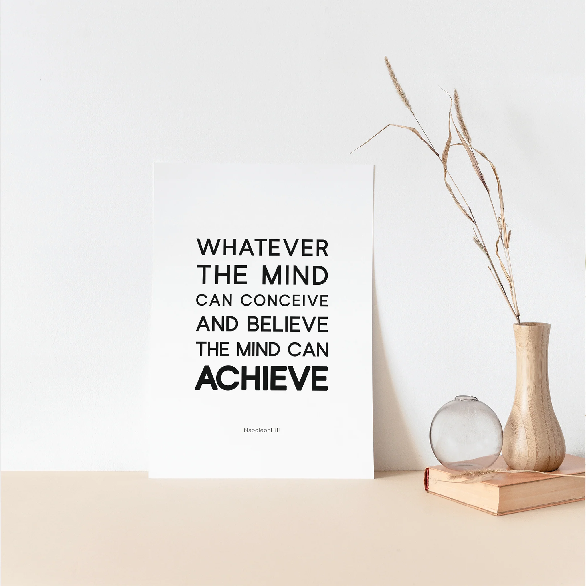 "Whatever the mind can conceive and believe, the mind can achieve." Napoleon Hill Quote Inspirational Art Print - Image 2